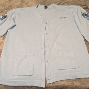 Disney Stitch Light Blue Cardigan Sweater – Embroidered Sleeves – Women Sz. 2X